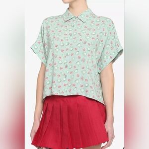 Hot Topic Mint Green Floral Blouse